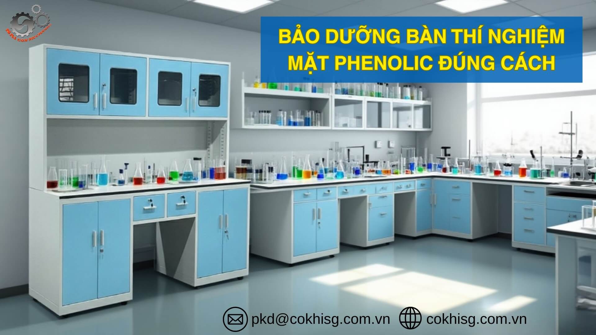 Bàn thí nghiệm mặt phenolic kháng hóa chất Cơ Khí Sài Gòn