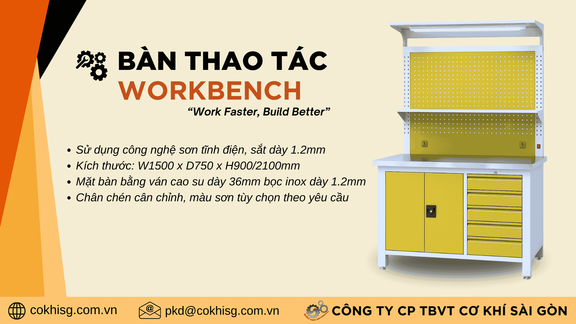 bàn thao tác sắt sơn tĩnh điện