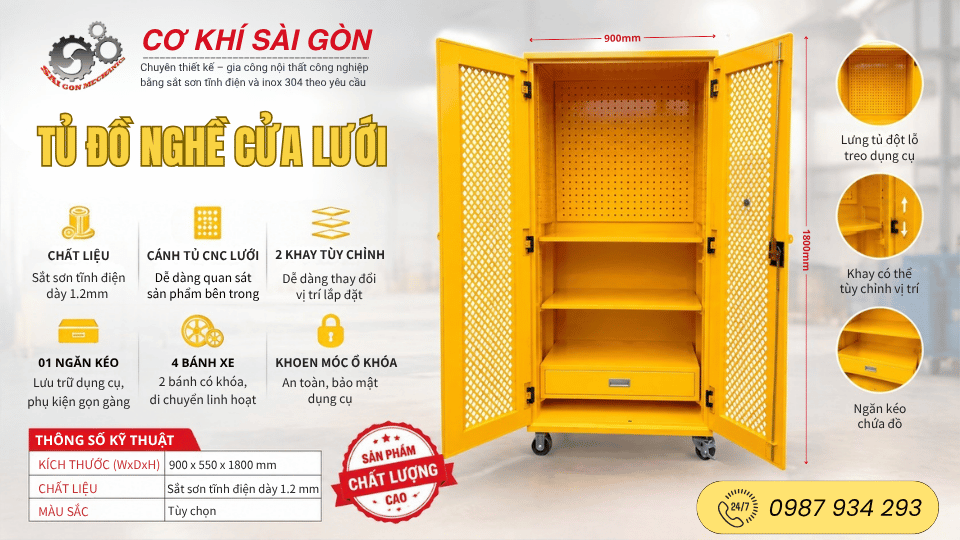 tủ đồ nghề cửa lưới