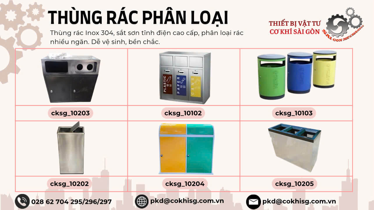 thùng rác sắt sơn tĩnh điện
