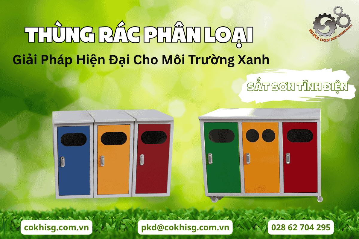thùng rác phân loại sắt sơn tĩnh điện